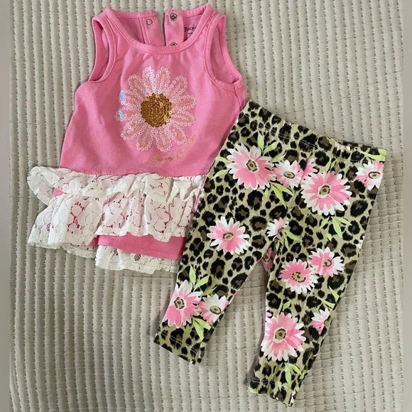 JUICY COUTURE SEQUIN FLORAL TOP W/ MATCHING LEGGINGS 🌸 - Picture 1 of 6